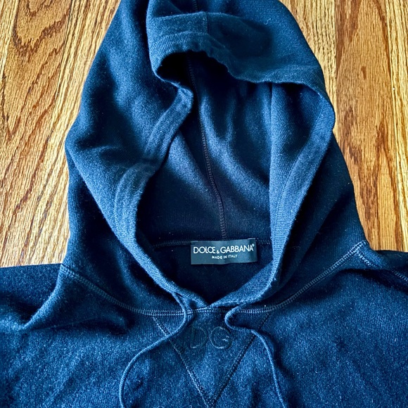 Dolce & Gabbana Black Cashmere Knit Hoodie DG Logo Made in Italy - Medium - Picture 2 of 9